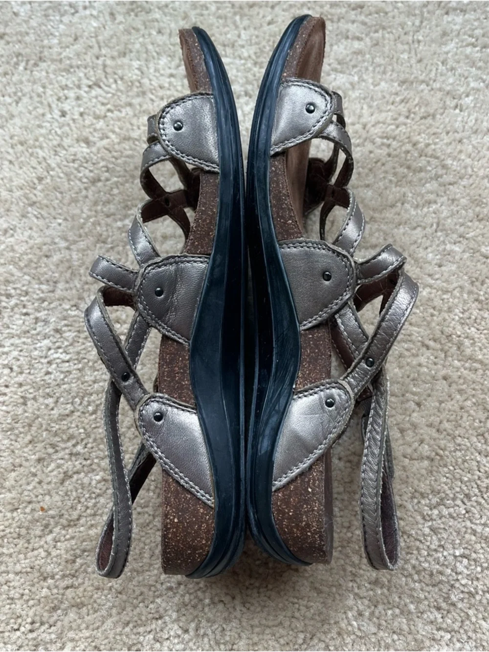 Dansko Jolie Gold Strappy Leather Comfort Cork Sandals - Sz 41 (10.5-11) - VGUC